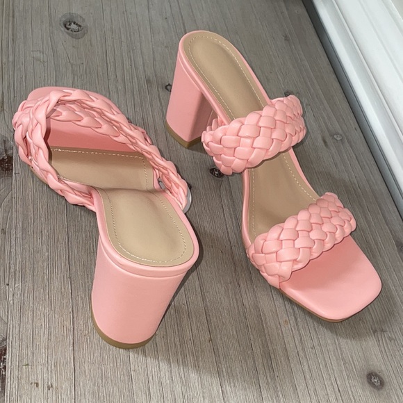 NEW Double Braided Strap Block Heel Sandals - Picture 7 of 11
